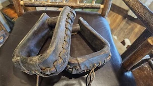 Heavy Duty Large Leather Covered Western Stirrups - Picture 1 of 8