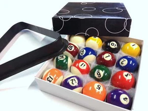 Small Kids Pool Snooker Billiards Balls 1 & 1/2 inch FREE TRIANGLE - Picture 1 of 1