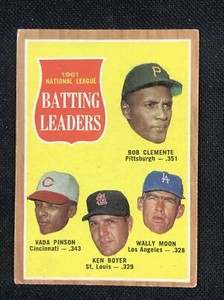 1962 Topps # 52 NL Batting Leaders Roberto Clemente EX-EXMINT Pirates *54
