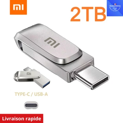 Xiaomi 2TO Clé USB 3.0 portable en métal haute vitesse, mémoire étanche 2TO - Photo 1/4