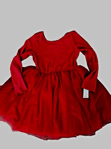 NWT Cat & Jack  Dress Red Velour Glitter Christmas  Girls XLPlus   - 14 Plus - Picture 1 of 7