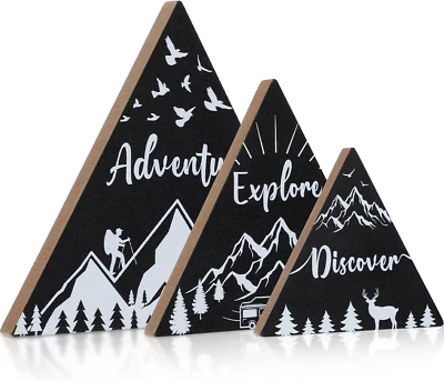 3 Piezas 3 Tamaños Madera Montaña Estante Decoraciones Bosque Aventura Viaje Montaña Foto 1 de 4