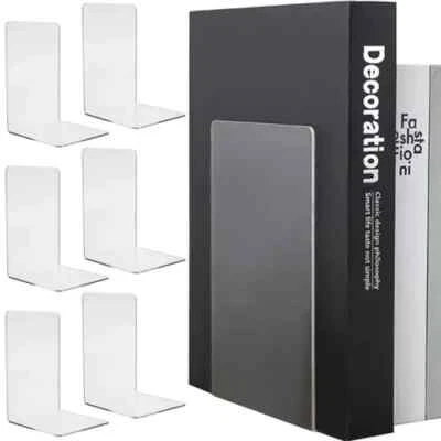 Transparente Buchstützen Acrylglas 6 Stück Buchständer Bücherregal Organizer - Bild 1 von 4