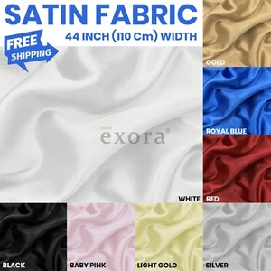 Satin Dress Craft Fabric Plain Luxury Wedding Material 110cm width (44" Inches) - Picture 1 of 36