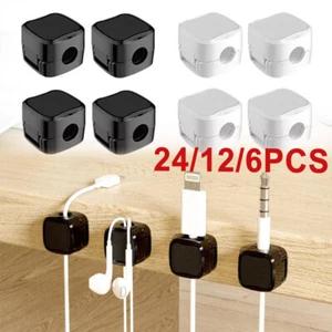 6Er-Pack Selbstklebende Magnetische Kabelklemmen Für Feste Schreibtischkabel v - Photo 1/25