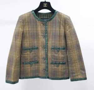 Chanel Paris-Edinburgh Python-Trimmed Jacket Sz.38 - Picture 1 of 8