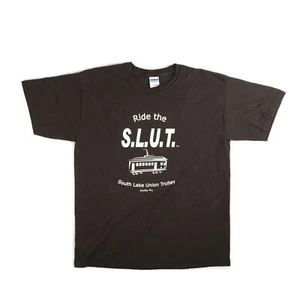 Vintage 2000's Ride The Slut South Union Trolley Seattle Washington Tee Shirt - Picture 1 of 4