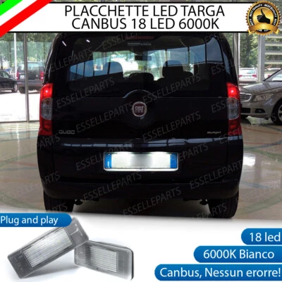 PLACCHETTE LED LUCI TARGA 18 LED FIAT QUBO fino al 05/2016 6000K BIANCO CANBUS - Immagine 1 di 4
