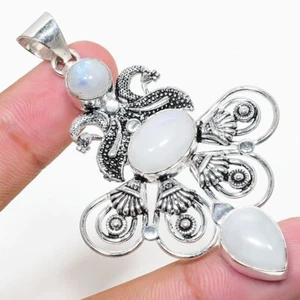 Moonstone Gemstone Handmade 925 Sterling Silver Jwelery Pendant Size 2.75'' - Picture 1 of 1