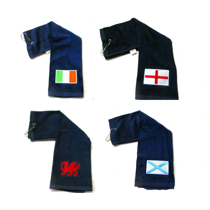 Touch Golf Tri Falthandtuch mit UK/Irland Nationalflagge Emblem & Karabiner