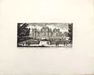 Vue d'un chateau et son jardin Gravure de PERELLE 17e siècle Lusigny - Picture 1 of 4
