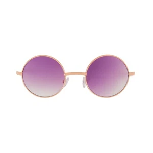 ROUND SUNGLASSES WOMENs PURPLE LENS HIPPIE HIPSTER RETRO METAL GOLD FRAME 43 MM - Picture 1 of 3