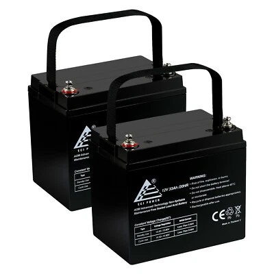 2 pack | 12V 33Ah AGM Sealed Lead Acid Battery Also Replaces 35Ah, 34Ah, 32Ah - Image 1 of 4