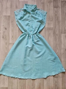 Vintage Soviet women's beautiful dress with hand embroidery Vintage USSR 1970's - Picture 1 of 10