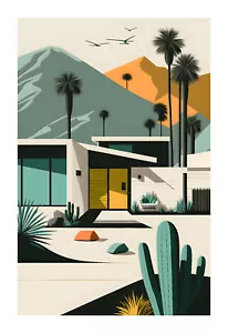 Stampa pop art moderna Palm Springs metà secolo anni '60 vp21 - Foto 1 di 2