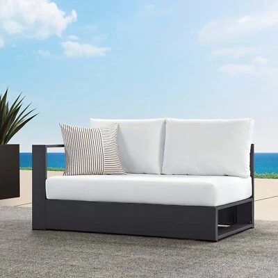Modway Loveseat modular de aluminio con recubrimiento en polvo orientado a la izquierda Foto 1 de 4