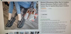 Women's Rhinestone Glitter Fashion Slip On Sneakers Platform Shoes - Picture 1 of 9