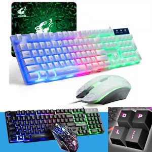 UK Layout Gaming Tastatur Maus Set RGB LED Beleuchtet Keyboard für PC Laptop PS4 - Bild 1 von 24