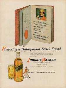 Whisky Alcohol 1944 Johnnie Walker Scotch Vintage Impreso Anuncio Pasaporte Escocia - Imagen 1 de 9