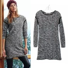 Athleta Retreat Sweater Dress Size Small Black Marl Melange Knit Long Sleeve