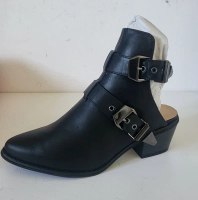 JUSTFAB Bottines noires pointues talon 6 cm cheville ouverte Taille 36.5 - Photo 1/4