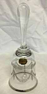 Vintage Bohemia Glass SILVER LEAF CUT CRYSTAL BELL 7" Czechoslovakia Good Used - Picture 1 of 6