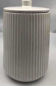 At Home Honeybloom Series Kitchen Canister w/ Lid Ribbed White - Picture 1 of 8