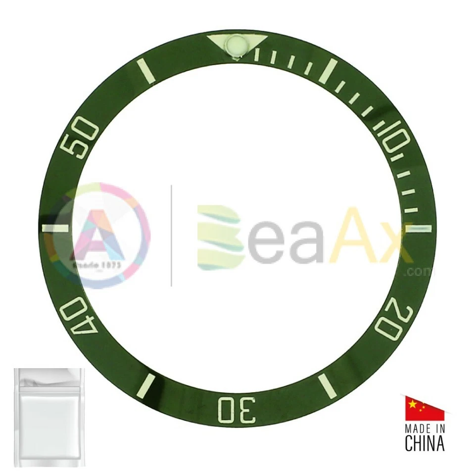 Inserto in ceramica per ghiera Rolex Sea-Dweller Deepsea Verde indici argento - Immagine 1 di 1
