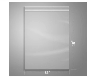 1000 12x15 Clear Plastic Zipper Poly Locking Reclosable Bags 2 MiL - Image 1 of 4