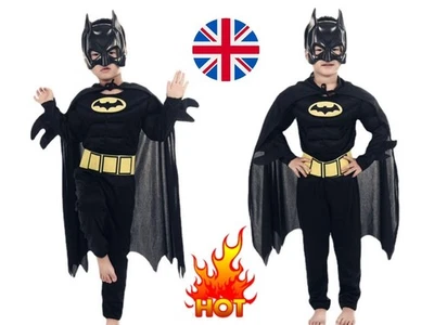 Kids Batman Superhero Costume DC Comic Book Week Party Cosplay Boys Fancy Dress@