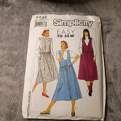 Simplicity Easy Sew Jumper Dress Set 9435 Size KK (8-14) Uncut Teachers 1990s - Image 1 of 2