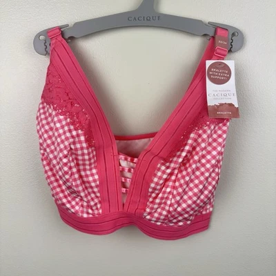 Bralette Lane Bryant Cacique Mujer 22/24 Racerback Soporte Extra Rosa Blanco Nuevo Foto 1 de 4