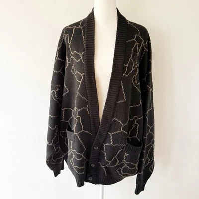 Cárdigan tejido de lana merino grueso de gran tamaño para hombre de los 90 grande acogedor abuelo Foto 1 de 4