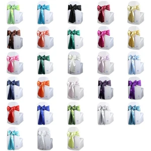 150 pcs Satin Chair Cover Bow Sash 108"x8" Wedding Party Banquet Reception - Picture 1 of 26