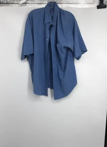 Bugatchi Uomo Mens Blue Collared Short Sleeve Button-Up Shirt Size X-Large - Picture 1 of 6