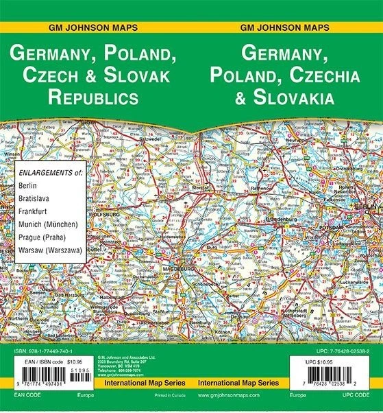 Mapa de Alemania, Polonia, Chequia y Eslovaquia, por GMJ Maps Foto 1 de 1