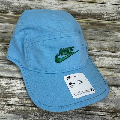 Gorra Nike Fly Cap 5 paneles Futura Swoosh Logo Azul Ajustable Correa Talla M/L Foto 1 de 4