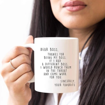 Personalized Dear Boss Thanks For Being My Boss Best Gift For Boss Mug - Image 1 of 4