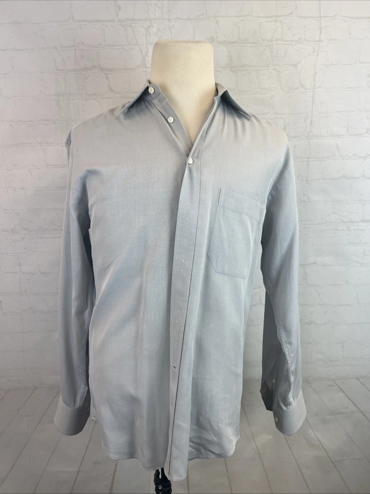 Мужская однотонная серая хлопковая сорочка Canali Италия 15,5 39 34/35 - Изображение 1 из 4