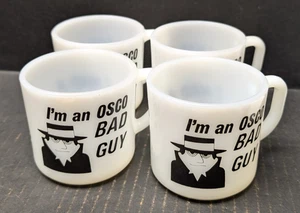 Vintage Anchor Hocking I'm an OSCO Bad Guy Coffee Mugs Set of 4 - Picture 1 of 7
