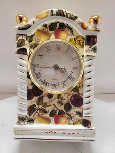 Vintage Quartz Porcelain French Fruity Design and gold trim tabletop clock - Picture 1 of 10