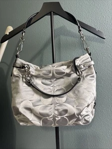 Coach Silver Top Handle Satchel Bag - Silver - Picture 1 of 10