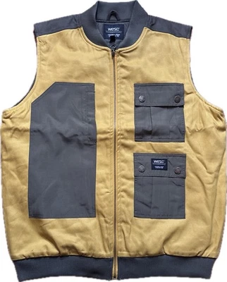 WESC CARGO PADDED UTILITY Vest Men's L Women’s XL Hiking Green Yellow Full Zip - Image 1 of 4