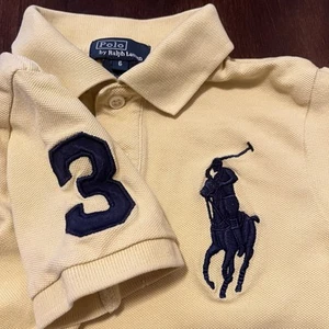 Vtg Polo Ralph Lauren Polo Shirt Boys 6 Yellow Short Sleeve Big Pony Preppy - Picture 1 of 10
