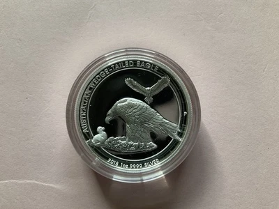 2018 Australia Wedge Tailed Eagle One Ounce Silver HR Proof Coin in Exc Cond - Image 1 of 4