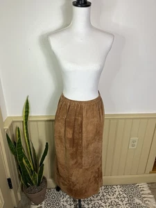 Maxi Falda Elegante Vintage Marrón Camel Gamuza Cintura Elástica Boho Informal Hippie S/M - Imagen 1 de 13
