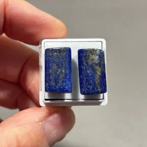 2 x Natural Lapis Lazuli Barrel Cabochon Rectangle Blue 29.30 carat E0-1275 - Picture 1 of 2