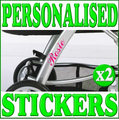 PERSONALISED NAME STICKERS FOR PUSHCHAIRS Lettering For Baby Pram Buggy Stroller
