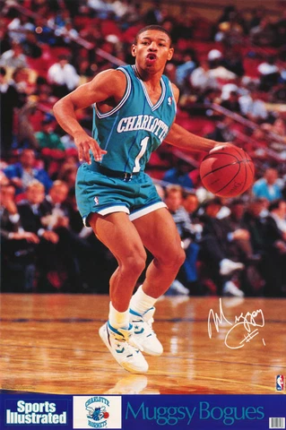 POSTER: NBA BASKETBALL: MUGGSY BOGUES CHARLOTTE HORNETS - FREE SHIP #7418 LP58 M Cover