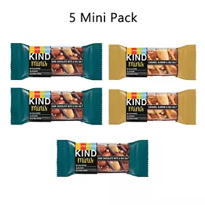 KIND Minis Dark Chocolate Nuts & Caramel Almond & Sea Salt, Pack of 5 & 10 - Picture 1 of 12